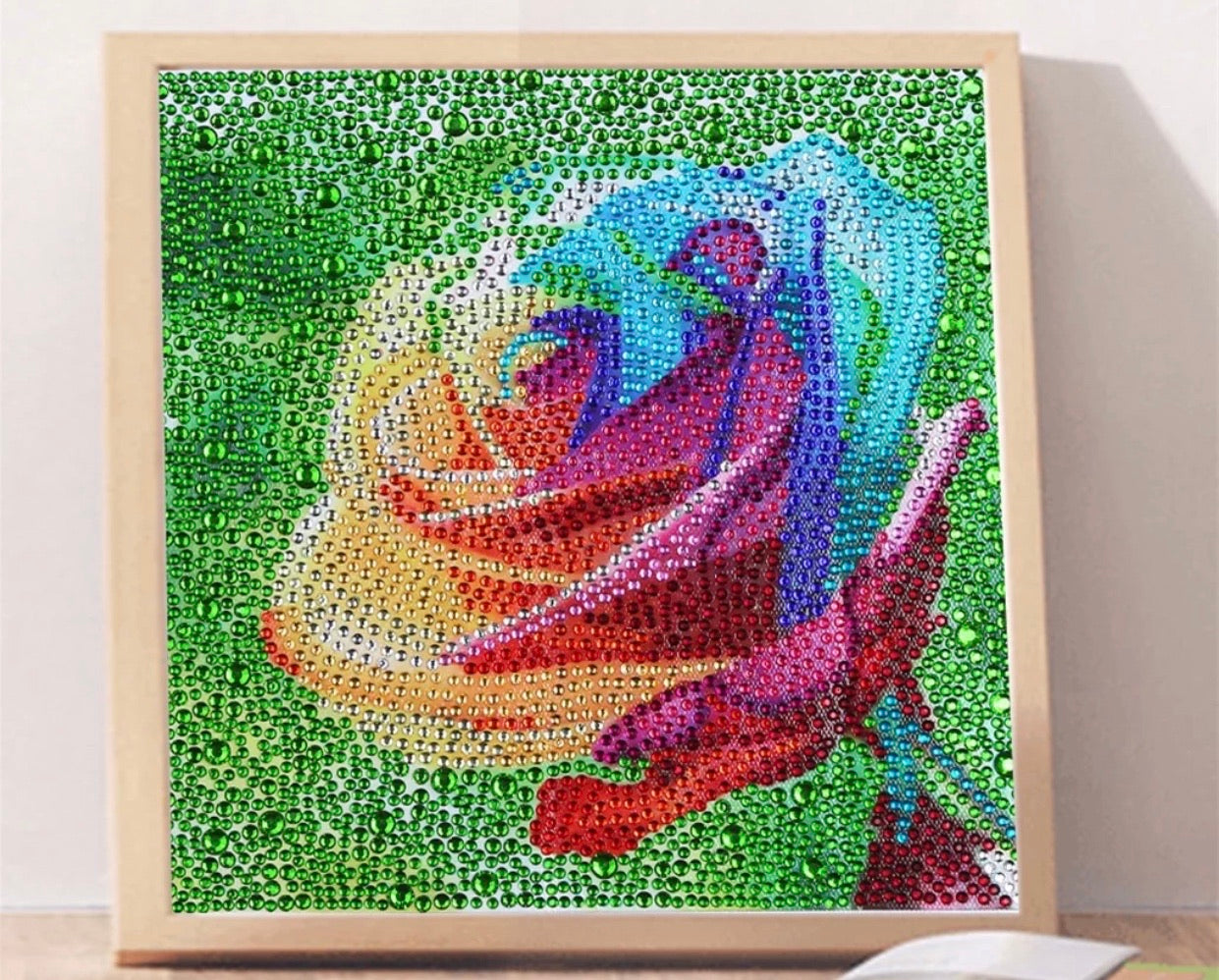 25 x 25 diamond painting (rhinestone) - rainbow rose DZ145