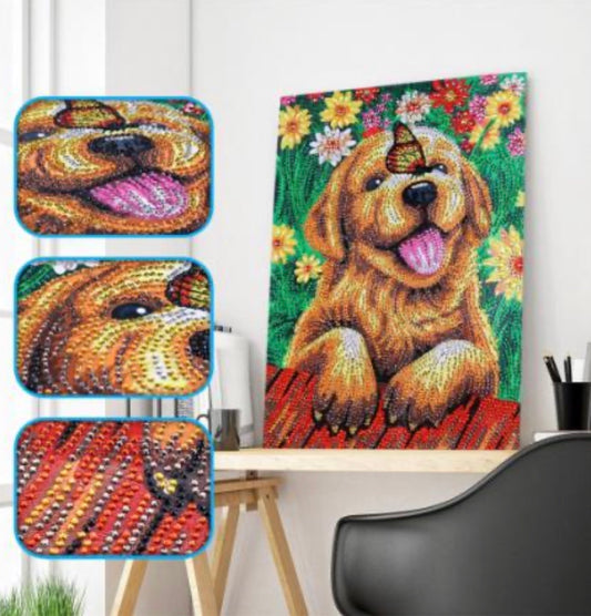 30 x 40 rhinestone drill diamond painting - puppy DZ137