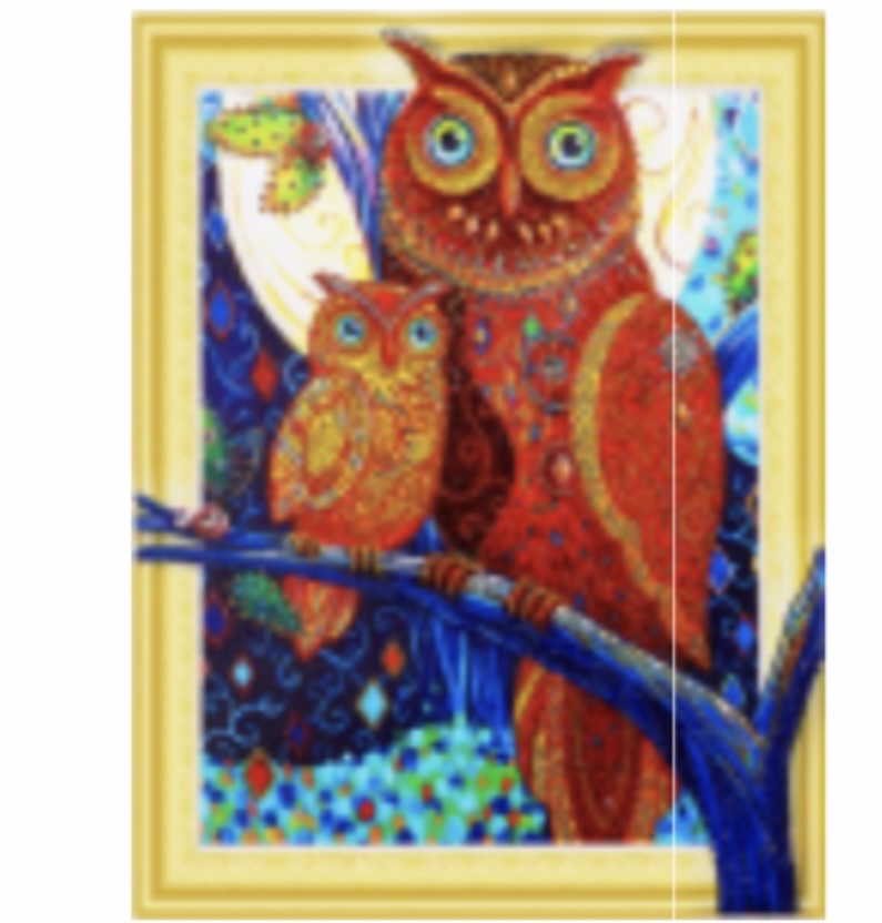 40 x 50 diamond painting (rhinestone) partial drill owl on a branch