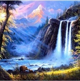 30 x 40 full drill diamond painting - (Hy226) waterfall