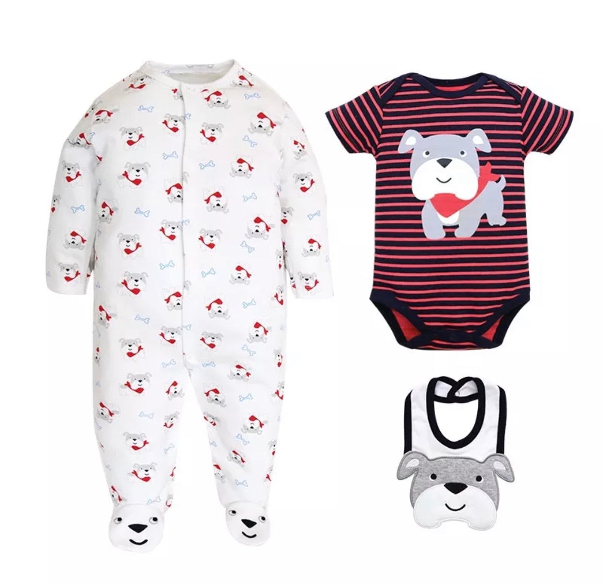 sleeper/creeper/bib set bulldog