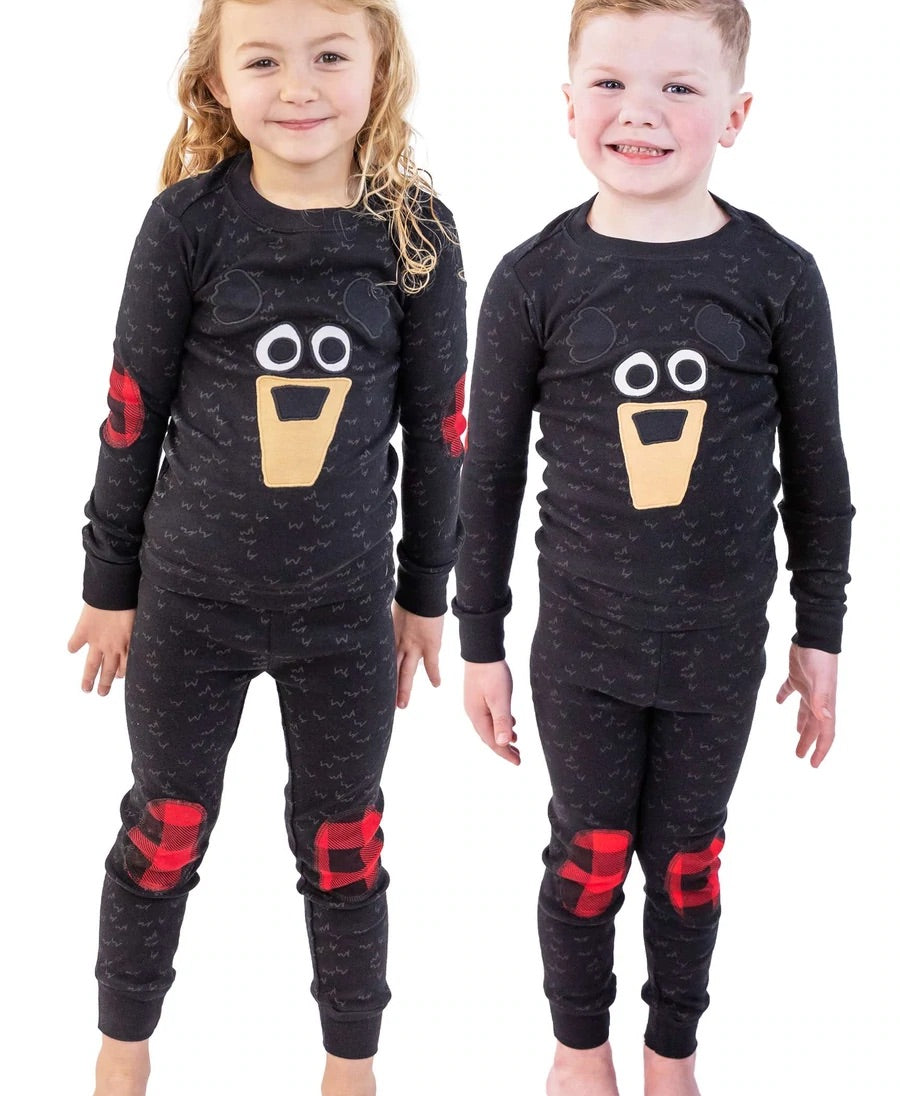 Lazy One Black Bear Kid's Long Sleeve PJ's