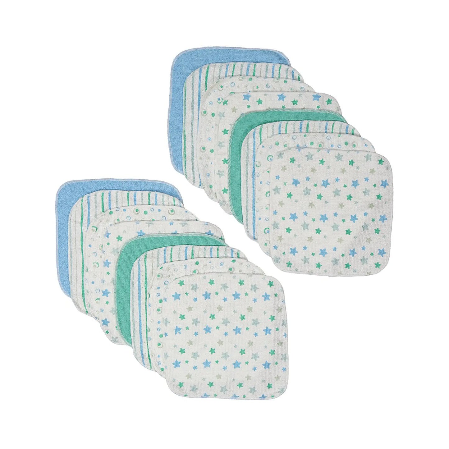 16 Pack Washcloth-Blue Design
