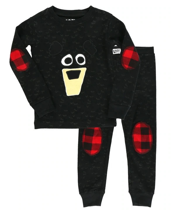 Lazy One Black Bear Kid's Long Sleeve PJ's
