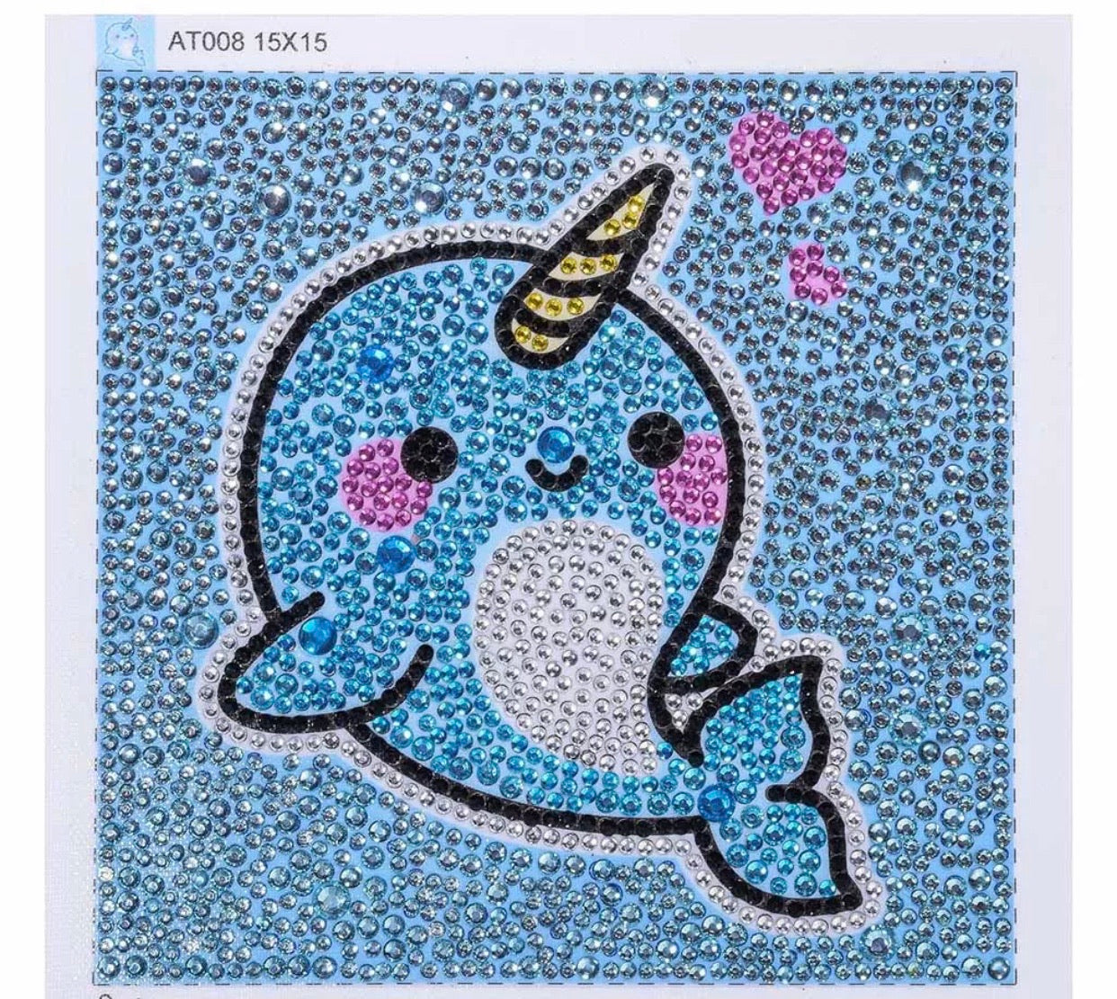15 x 15 diamond painting (rhinestone) - unicorn narwhal