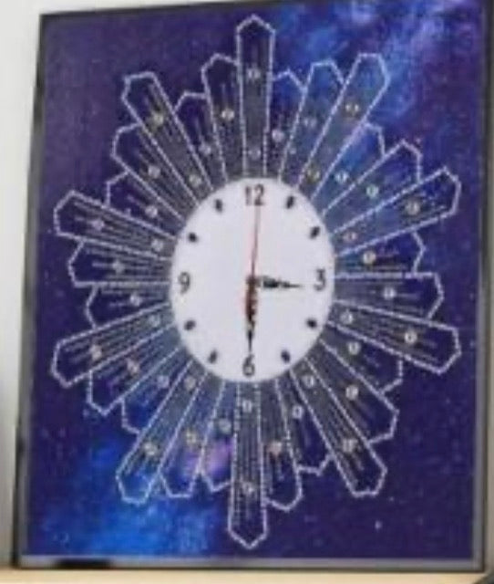 35 x 35 diamond painting clock rhinestone- dark blues DZ082