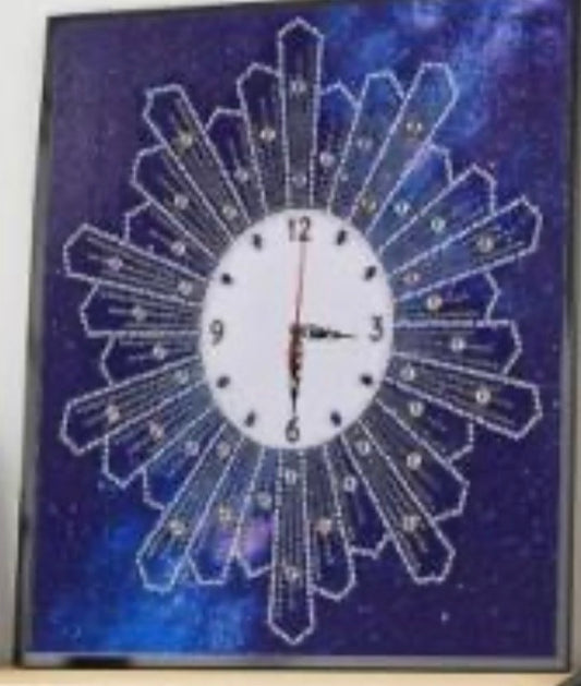 35 x 35 diamond painting clock rhinestone- dark blues DZ082