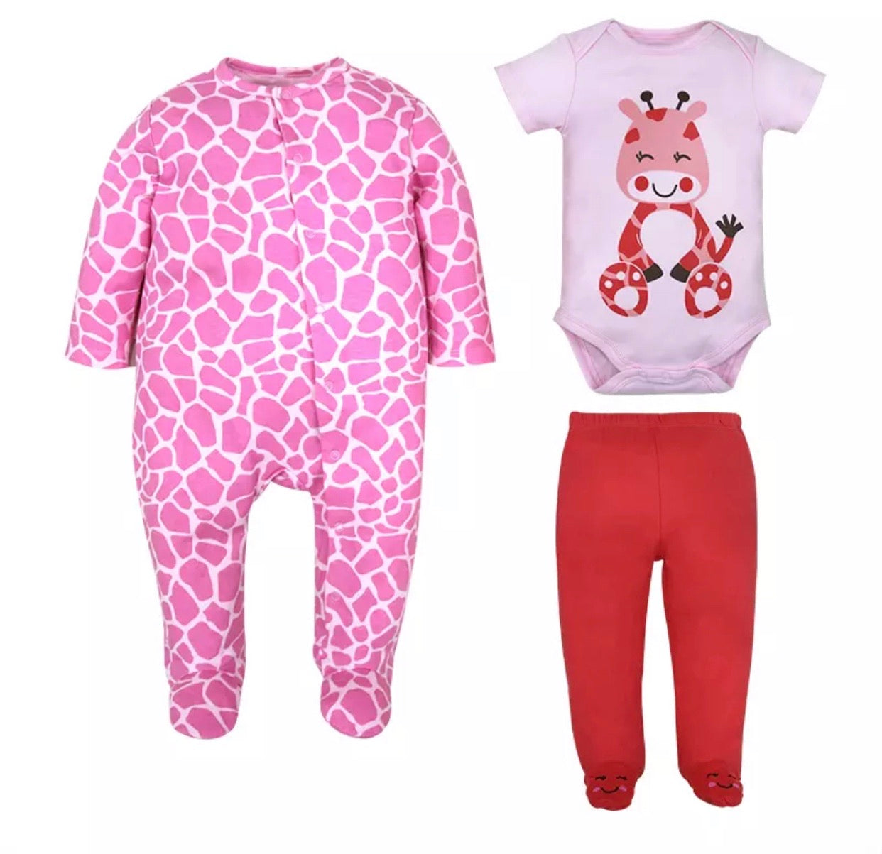 3 pce sleeper/pant set - giraffe