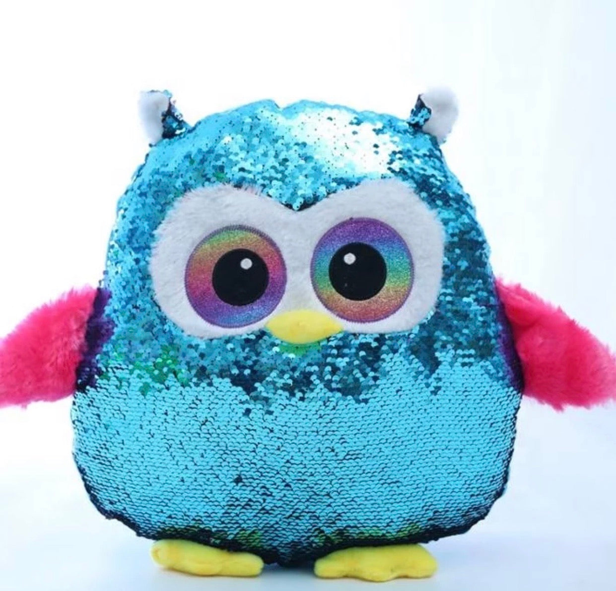 sequin owl pillow
