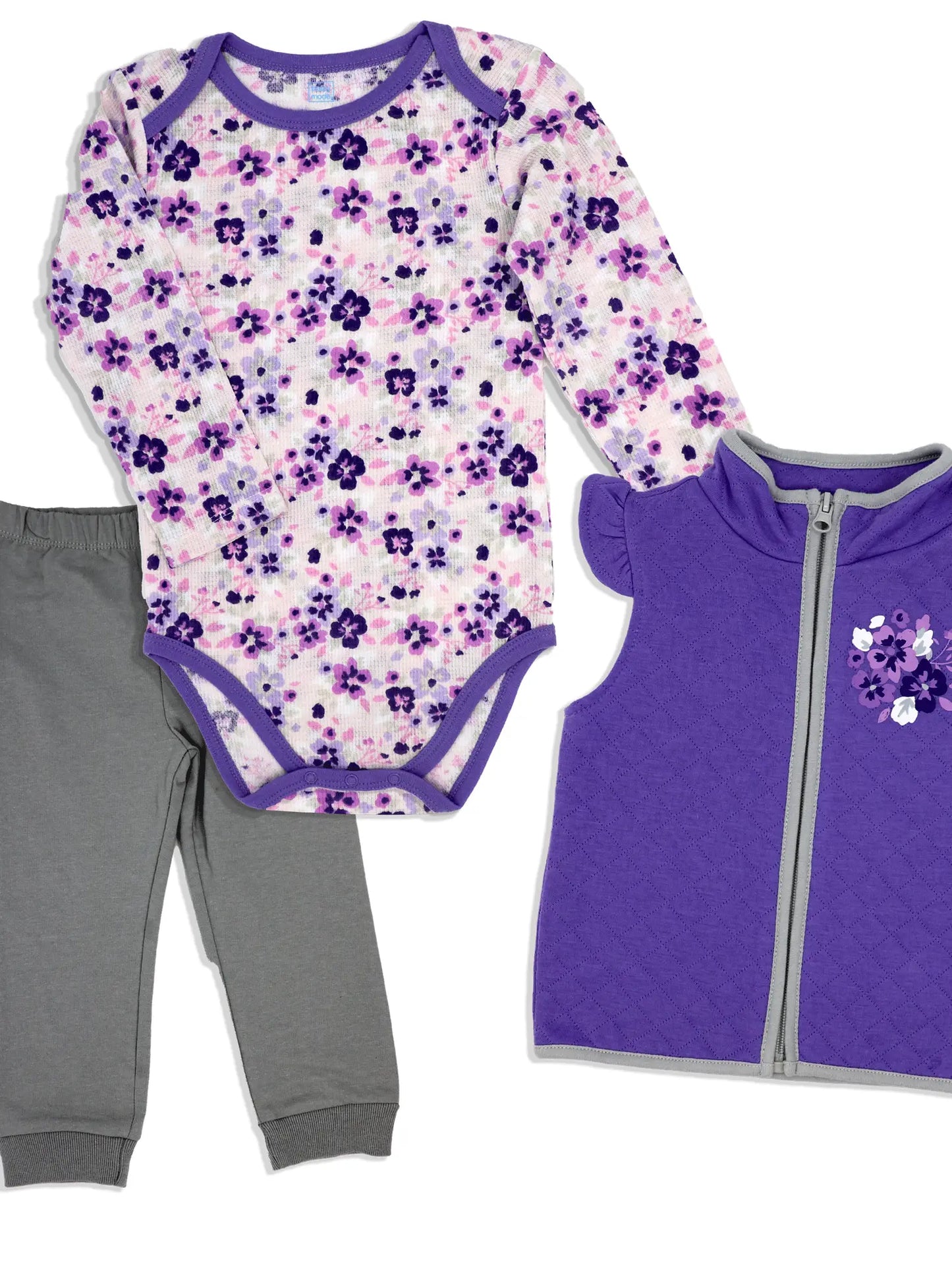 3 Piece Vest Set: Purple Floral