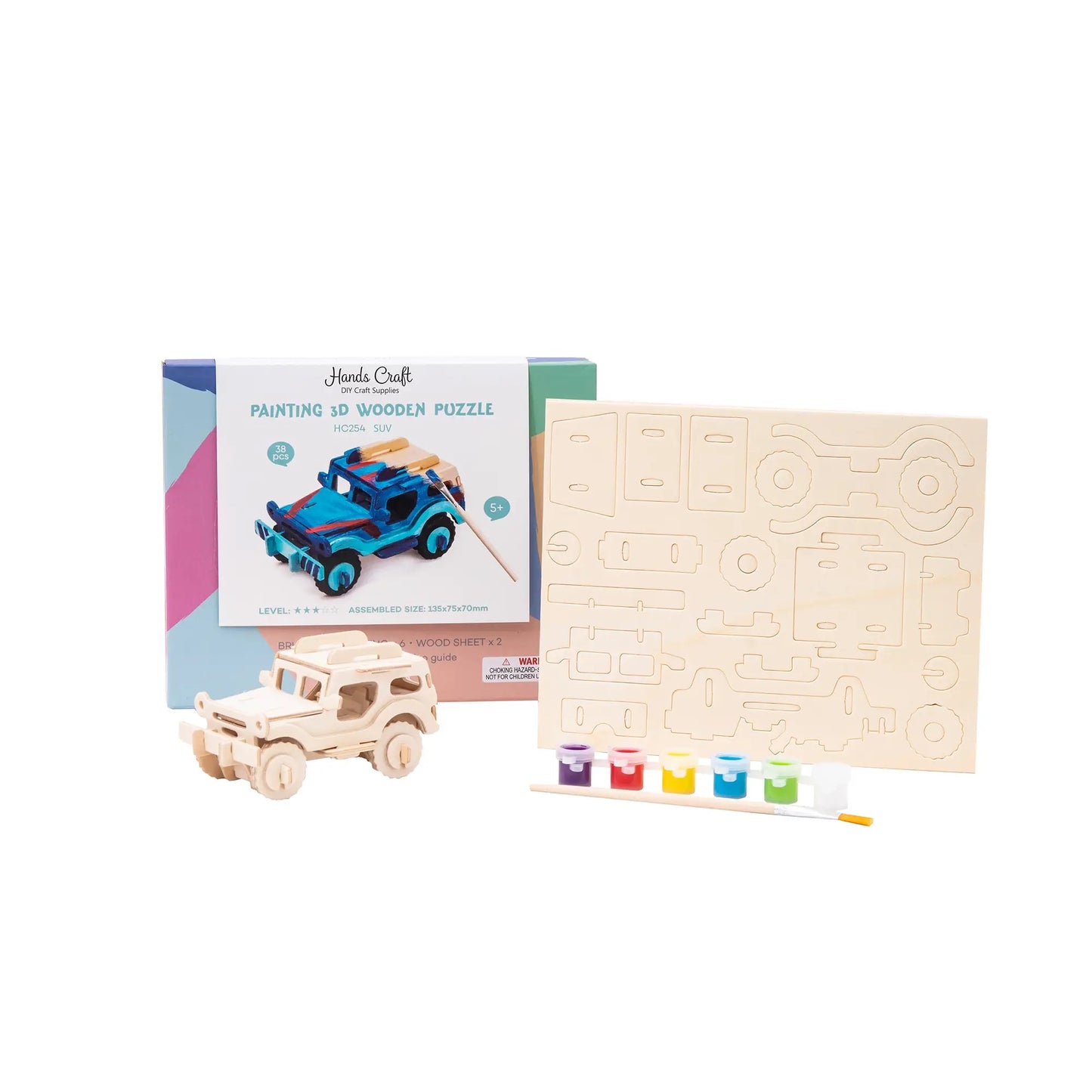 DIY 3D Wooden Puzzle Paint Kit: SUV