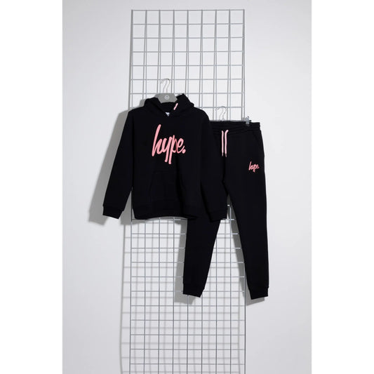 Hype Black Pink Script Kids Tracksuit
