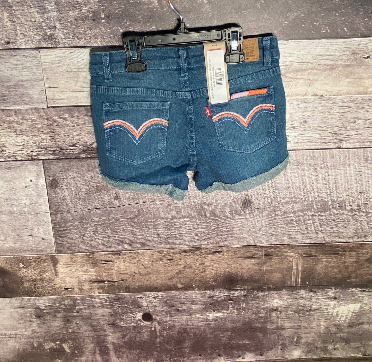 Levi's blue embroidered shorty shorts