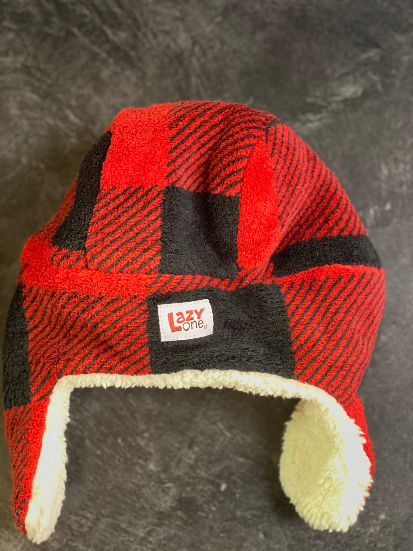 Lazy one critter cap red plaid bomber