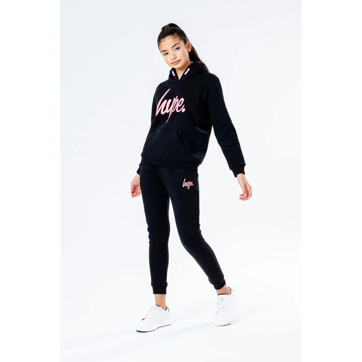 Hype Black Pink Script Kids Tracksuit