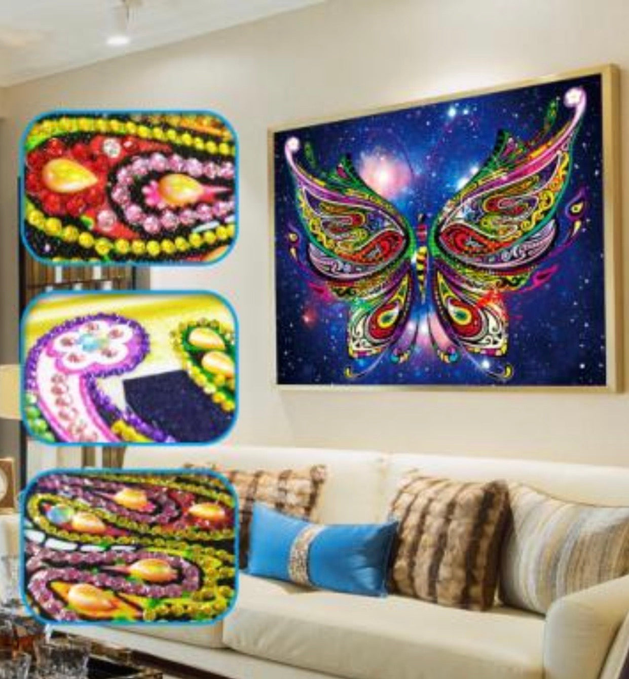 30 x 40 rhinestone drill diamond painting - colorful butterfly - DZ022