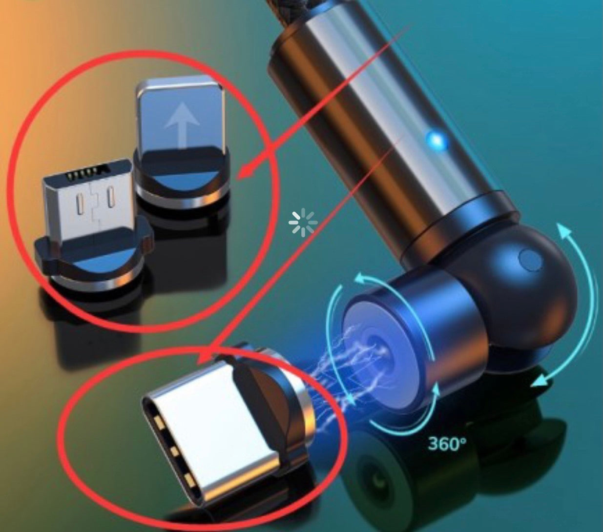 magnetic phone charger 2m lightning, type C, or android