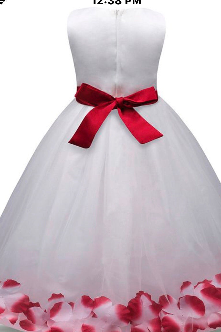 White party dress coloured petals