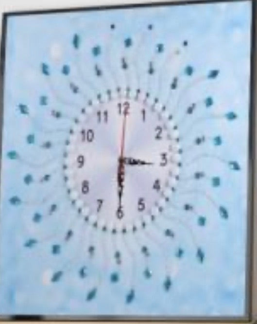 35 x 35 diamond painting clock rhinestone - light blues DZ080