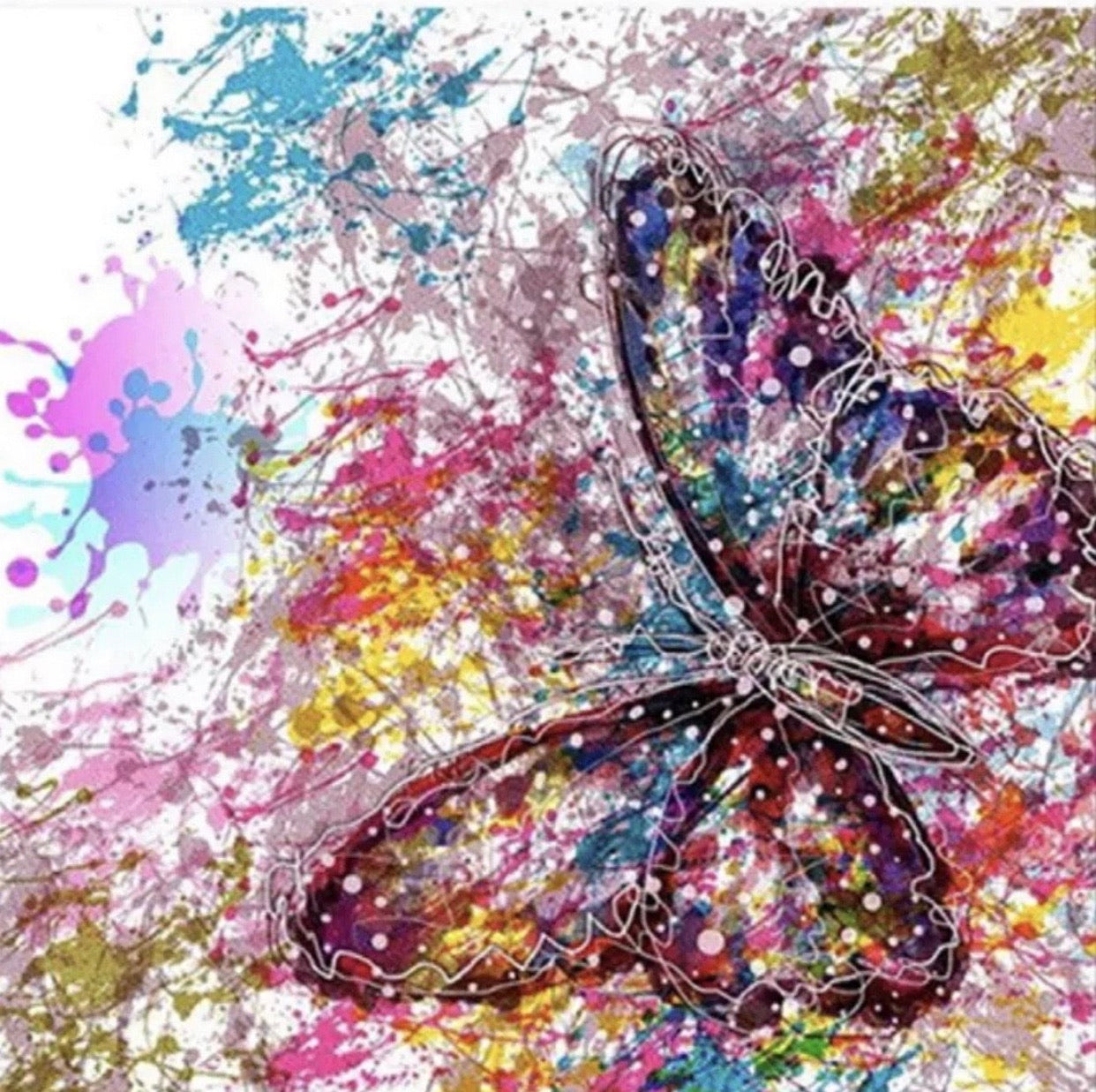 30 x 30 rhinestone drill diamond painting - butterfly paint splat DZ109