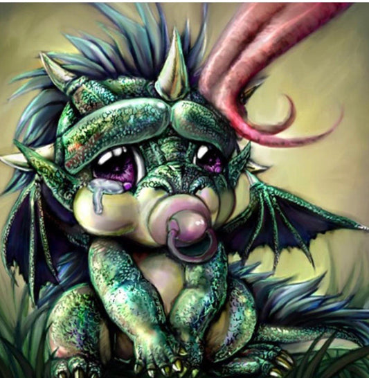 40 x 40 full square drill diamond painting - baby dragon