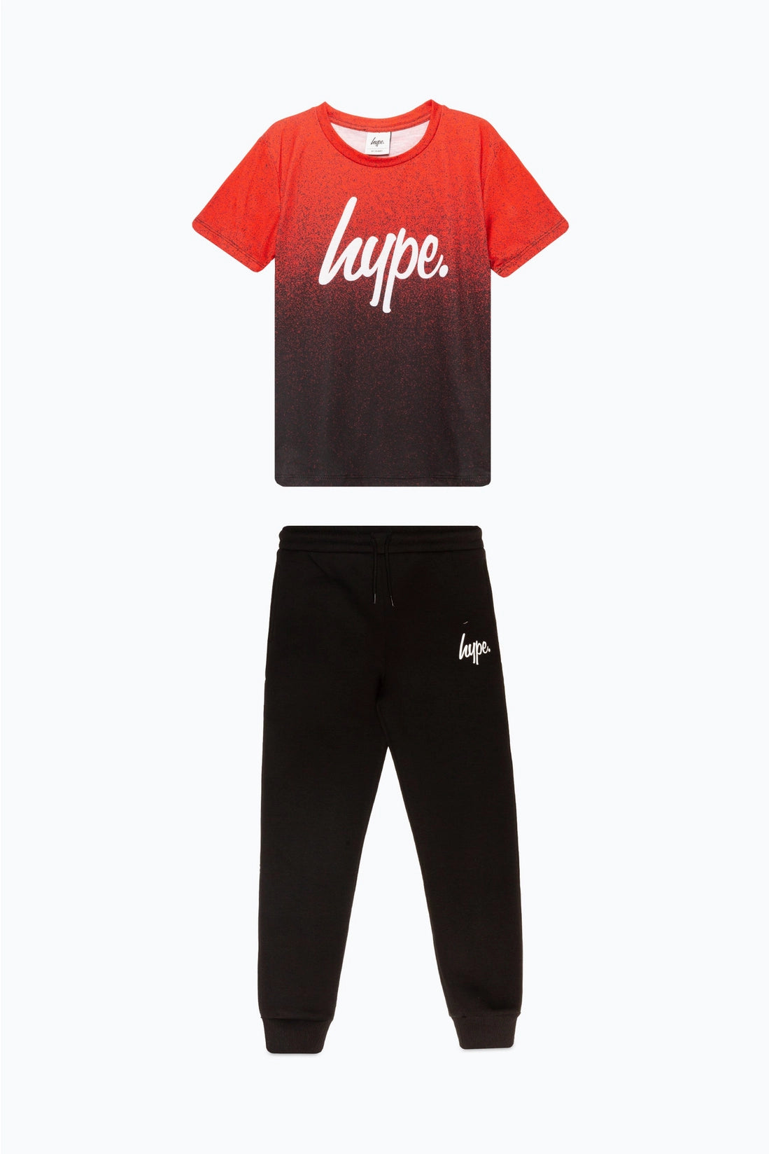 Hype Boys Red Black Fade Script T-Shirt and Joggers