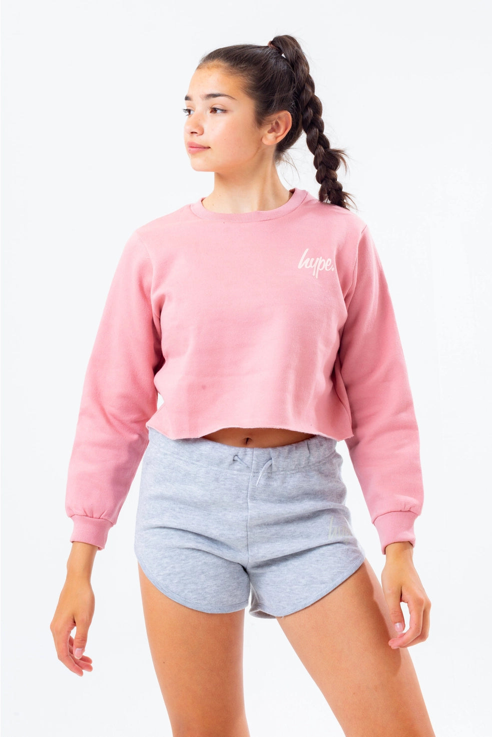 Hype Cropped Crew Neck - pink