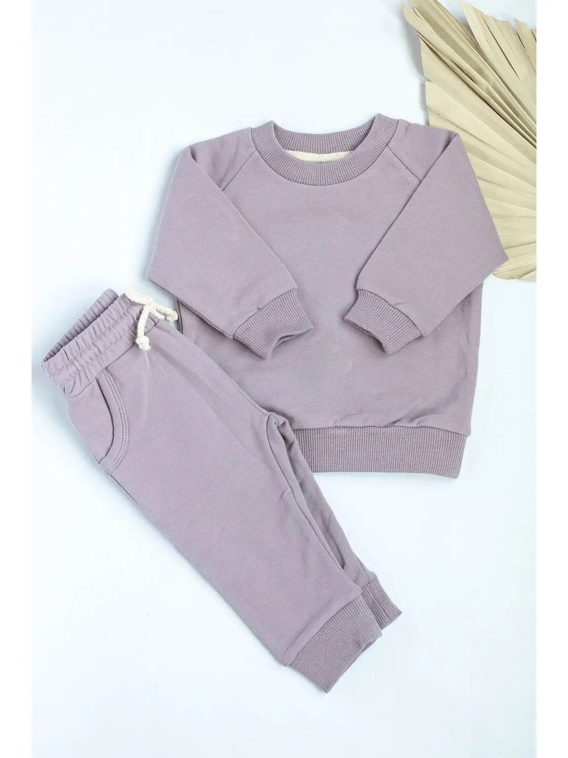 Organic 2 Piece Set Sweatshirt + Pants Neutral Tracksuit - Lilac