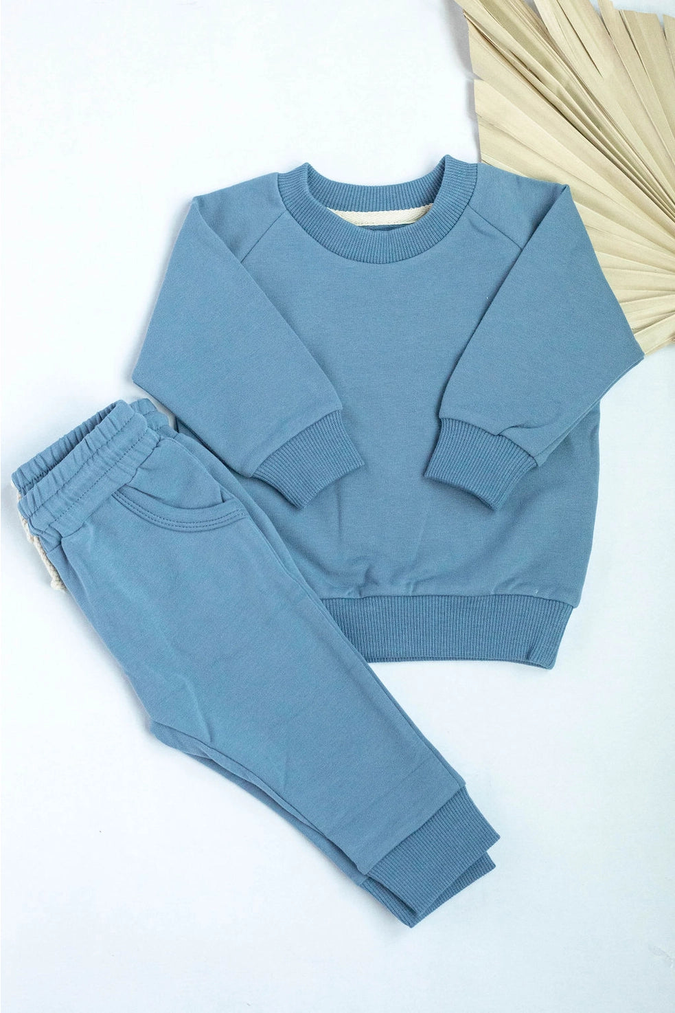 Organic 2 Piece Set Sweatshirt + Pants Neutral Tracksuit -Blue