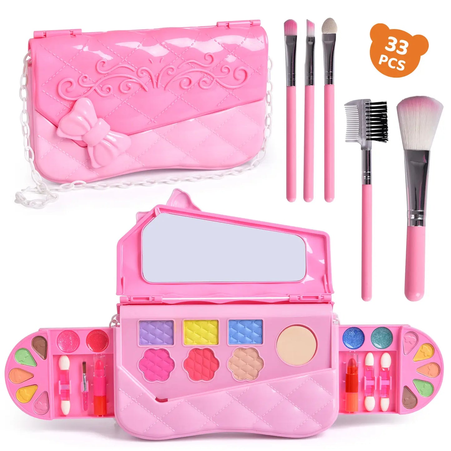 Kids' 33-Pc Washable Makeup Kit - Pretend Play Set