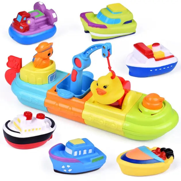 7 Pcs Bath Toys Boats Include One Big Wind Up Squirters