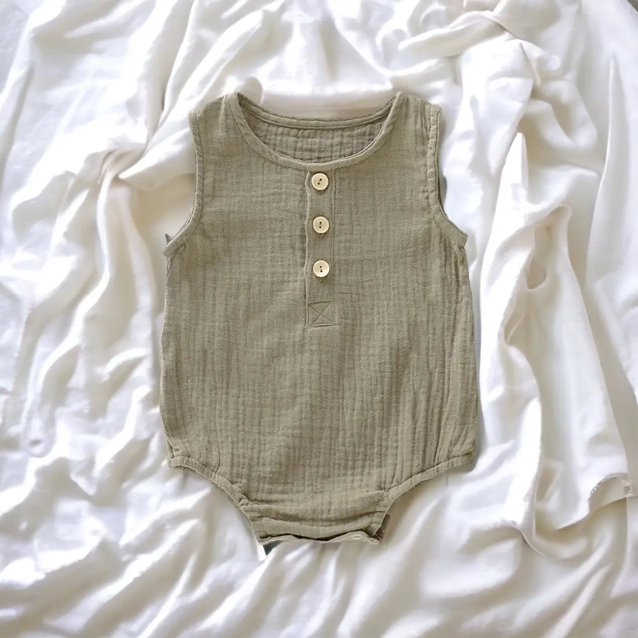 Sleeveless muslin bodysuit- organic romper for babies