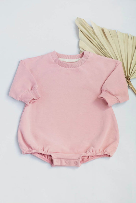 Solid Oversized Bubble Romper Sweatshirt Soft Organic Cotton - pink