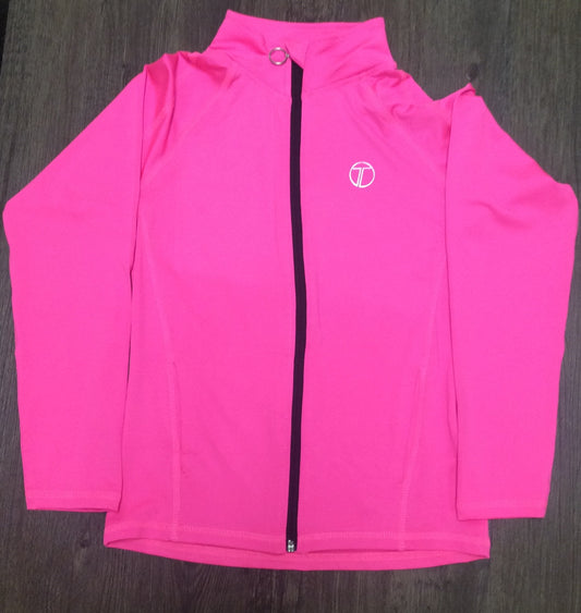 Offset full zip flor pink yoga jacket girls