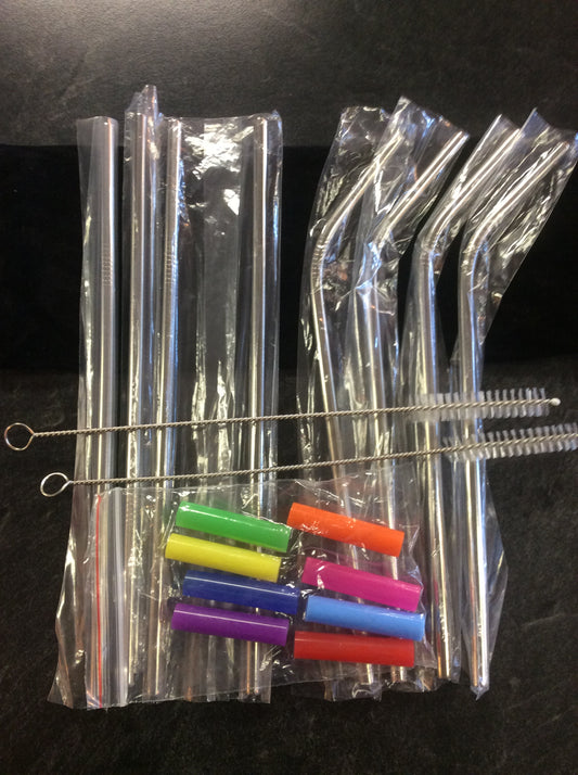 S/S reusable straw set with pouch