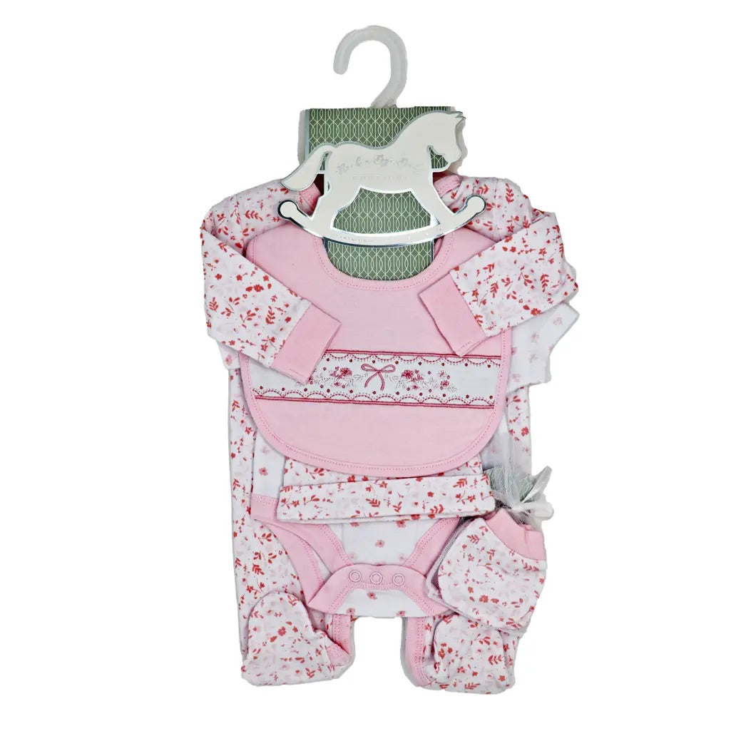 Girls 5PC Set With Gift Bag- Floral Bow