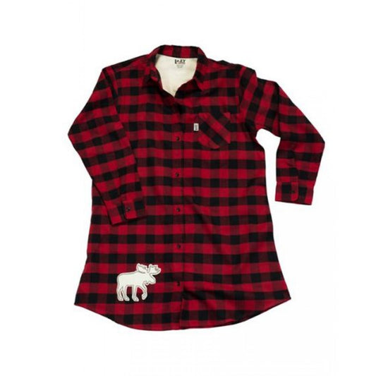 Lazy one - red flannel moose night shirt