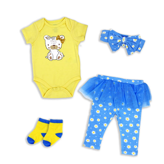 Girl's 4pc Bodysuit set: Daisy Bear