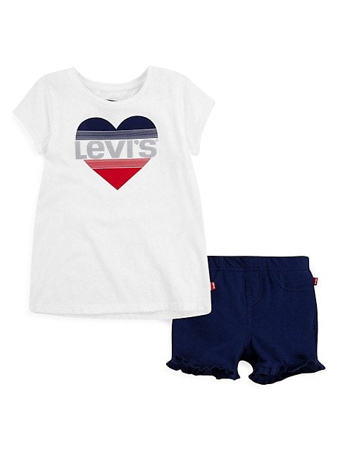 Levi's 2 pce white graphic tee with navy shorts