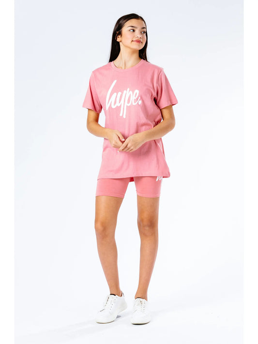 Hype Pink Kids T-shirt & Cycle Shorts Set