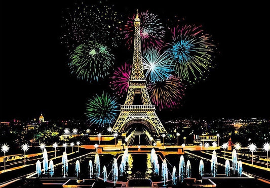 Scratch Paintings - Paris Fireworks