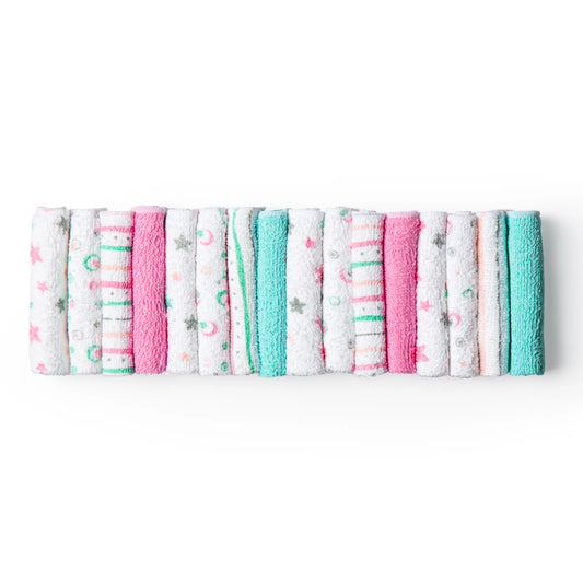 16 Pack Washcloth-Pink Design