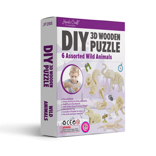 DIY 3D Wooden Puzzle Bundle Pack: Wild Animals