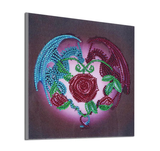 30 x 30 diamond painting (rhinestone) - dragon rose H031