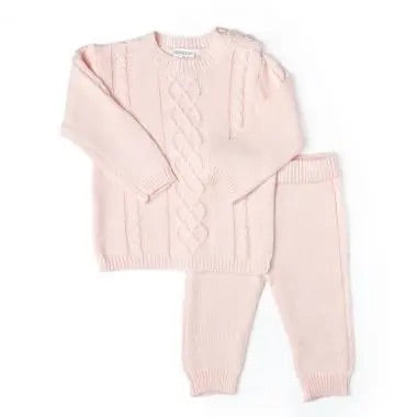 Pink Cable-Knit Sweater Set