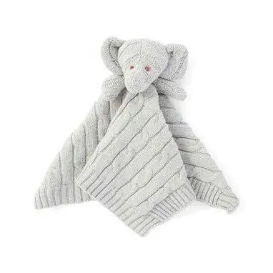 Grey Cable Knit Elephant Security Blanket
