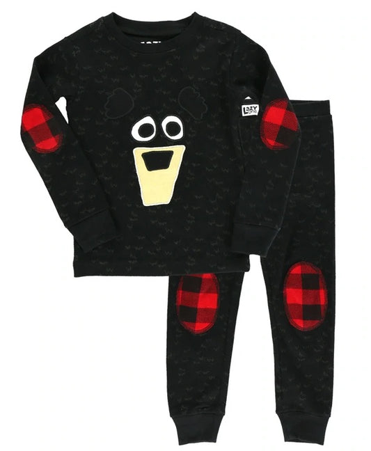 Lazy One Black Bear Kid's Long Sleeve PJ's