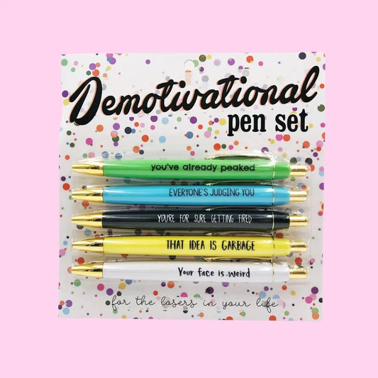 demotivational pen set by fun club