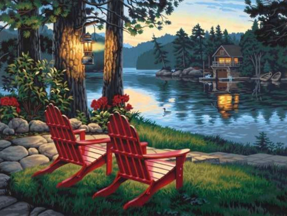 32 x 42 full square drill diamond painting BESTS-019 cabin on the lake