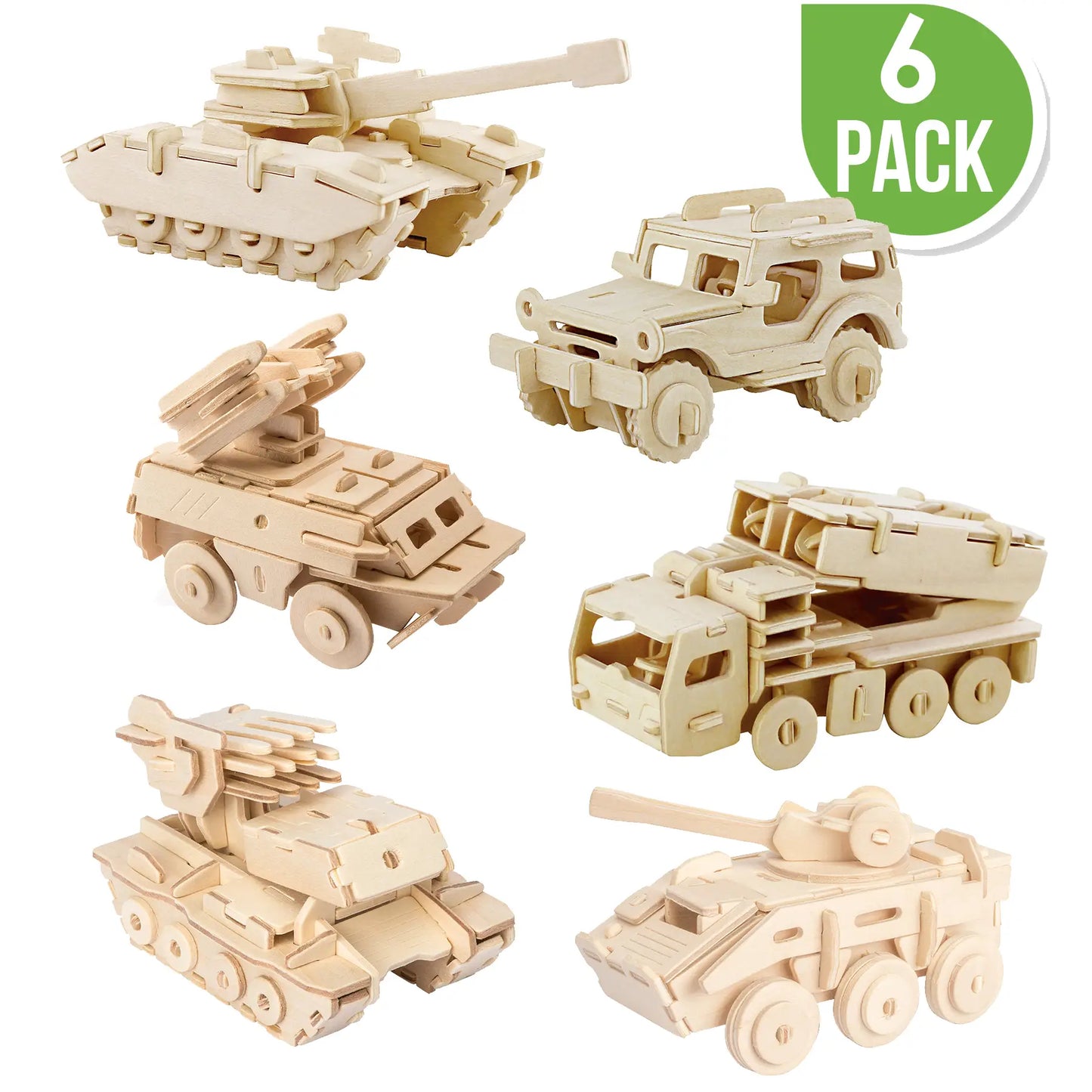 DIY 3D Wooden Puzzle Bundle Pack: Military Vehicles